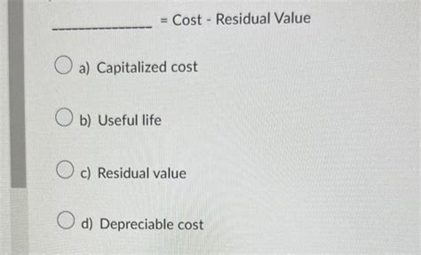 Capitalized Cost & Residual Value
