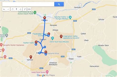 Cappadocia Green Tour map