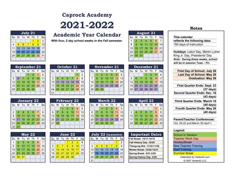 Caprock Academy Calendar