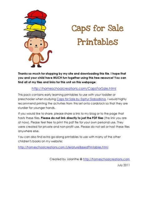 Caps For Sale Pdf
