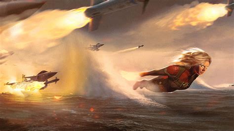 Image of Captain Marvel flying