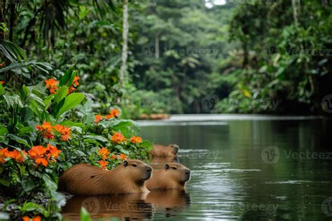 01:00 PM - Capybaras Cool Off on the Riverbanks