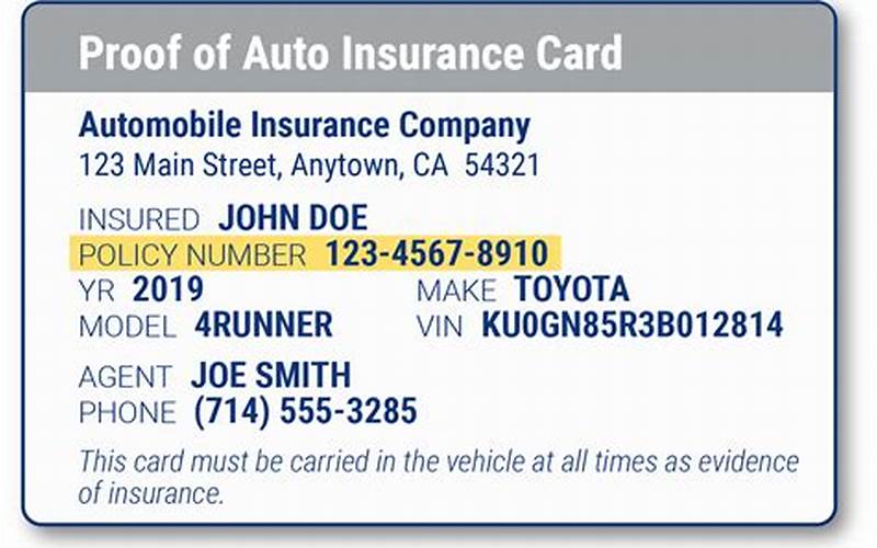 Car Insurance Card