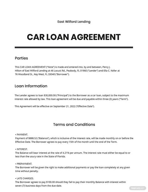 Car Loan Agreement Template
