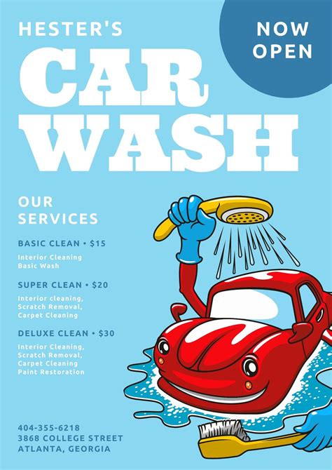 Car Wash Poster Template Free