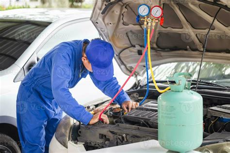 Car AC Repair Technician Working