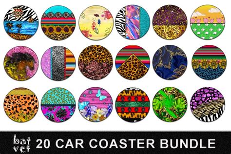 Download Car Coaster Sublimation PNG Bundle Cut Files
