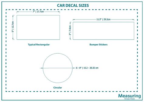 Car Decal Sticker Size Chart