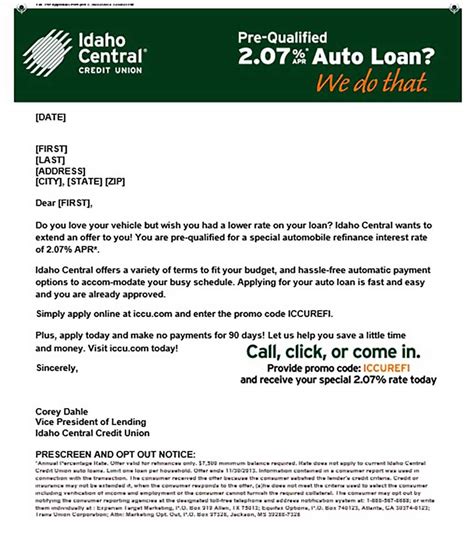 Car Loan Pre Approval Letter