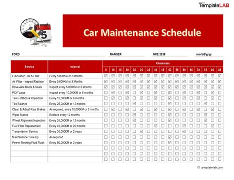Car Maintenance Schedule Printable