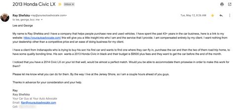 Car Negotiation Email Template