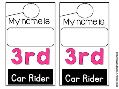 Car Rider Tag Printable