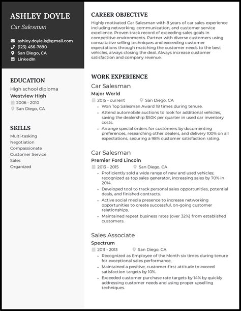 Car Salesman Resume
