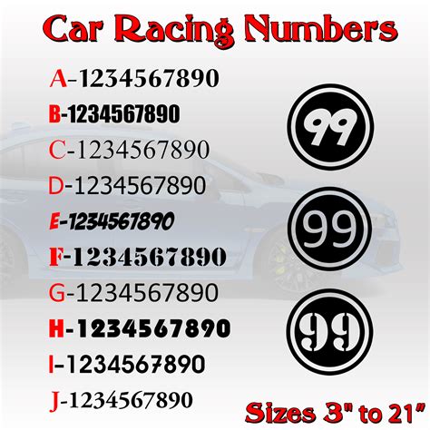 Car Stickers Numbers