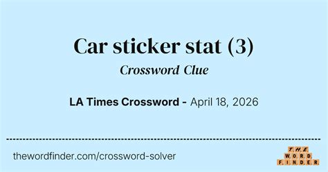 Car Window Sticker Crossword Clue
