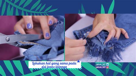 Cara Membuat Celana Jeans Rumbai Bawah