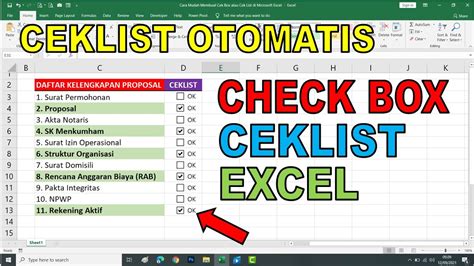 Cara Membuat Checkbox Di Excel