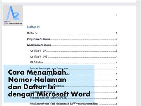 Cara Membuat Daftar Isi Nomor Halaman dengan Microsoft Word