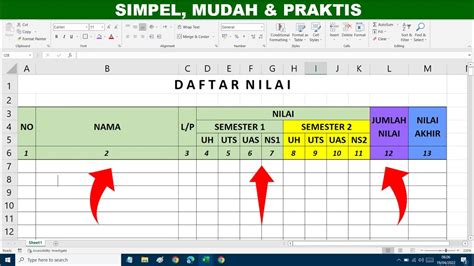 Cara Membuat Daftar Nilai Di Excel