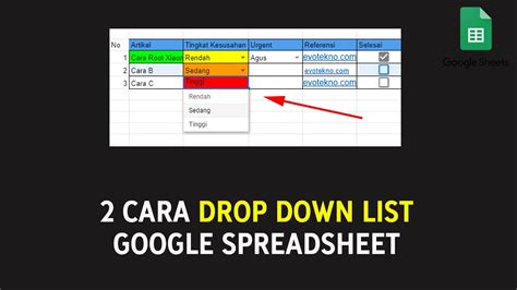 Cara Membuat Dropdown Di Google Sheet
