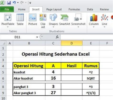 Cara Membuat Kuadrat Di Excel