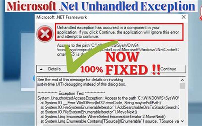 Cara Mengatasi Microsoft Net Framework Unhandled