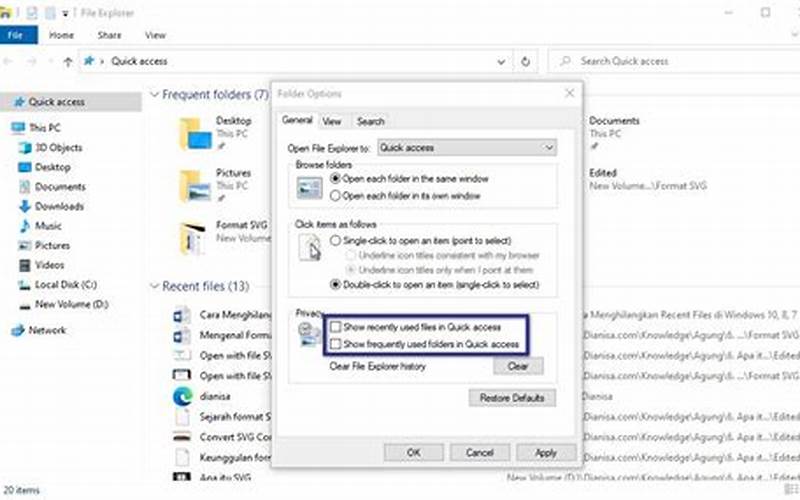 Cara Menghilangkan Recent File Windows 10