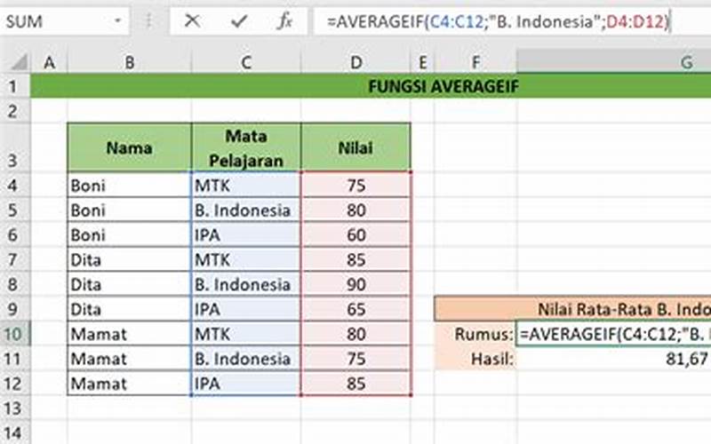 Cara Menghitung Rata-Rata Di Excel