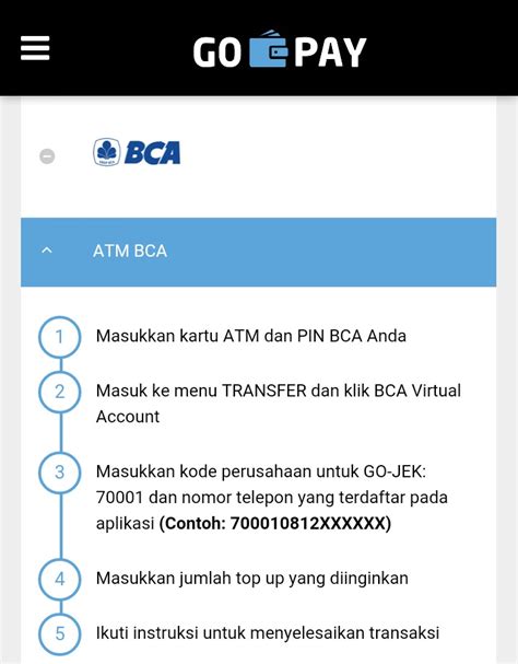 Cara Mengisi Go Pay dengan BCA Mobile