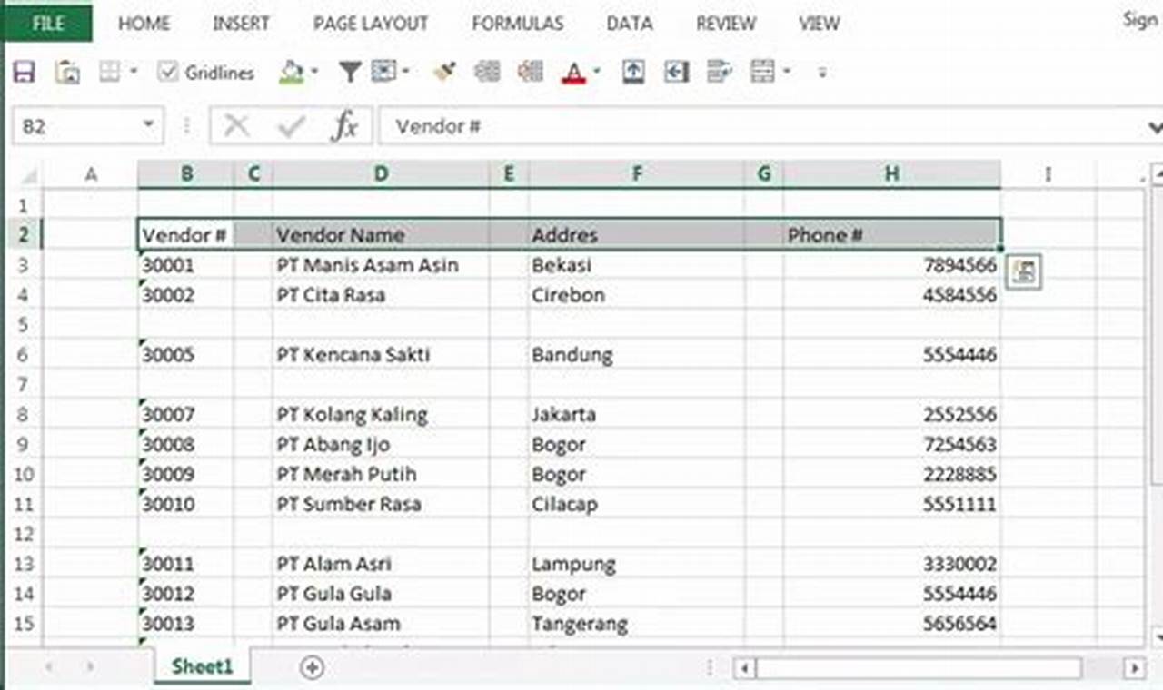 Cara Menyisipkan Kolom Atau Baris Pada Microsoft Excel