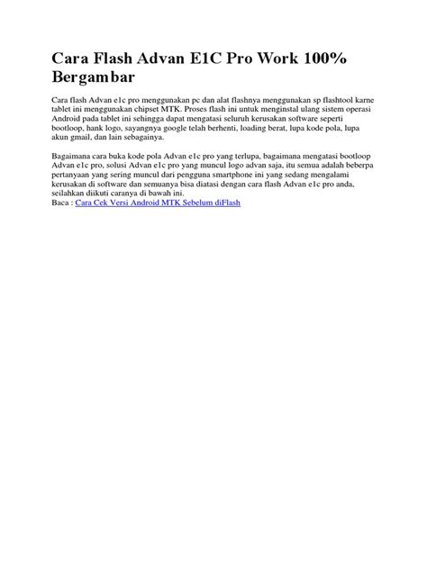 Cara Flash Advan E1c Pro
