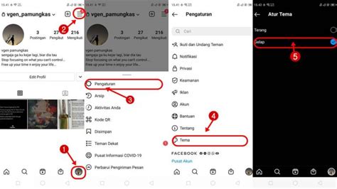 Cara Instagram Tema Gelap