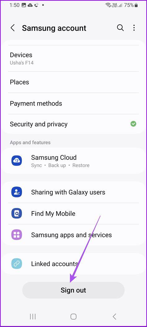 Cara Log Out Samsung Account