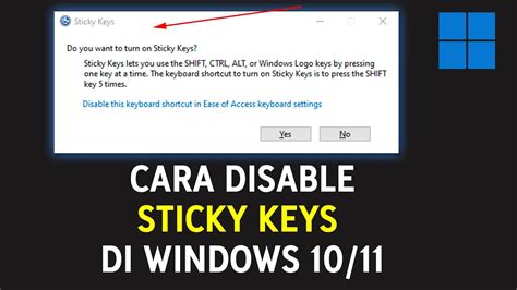 Cara Mematikan Sticky Keys di Windows 10