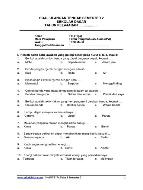 Cara Mengerjakan UTS Kelas 3 Semester 2