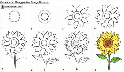 Cara Menggambar Bunga Matahari