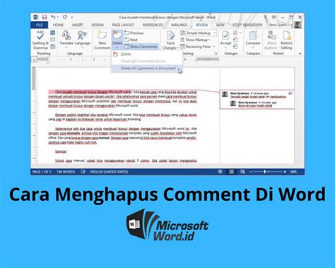 Cara Menghilangkan Comment Pada Word