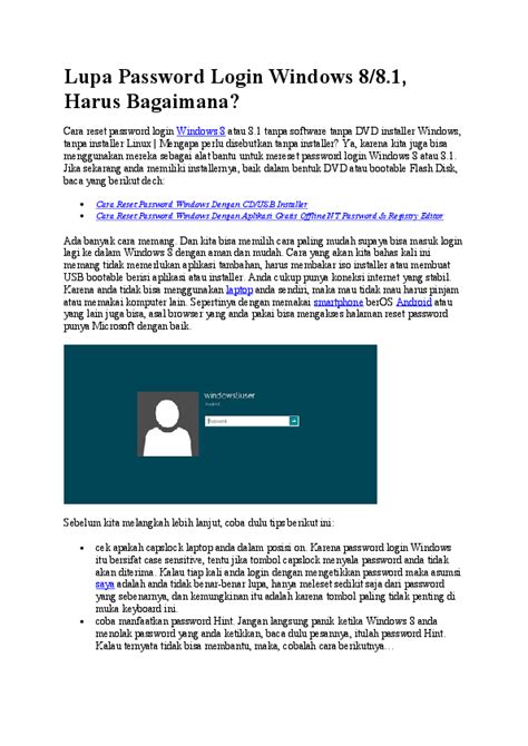 Cara Mereset Password Login Windows 7