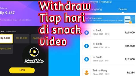 Cara Withdraw Snack Video