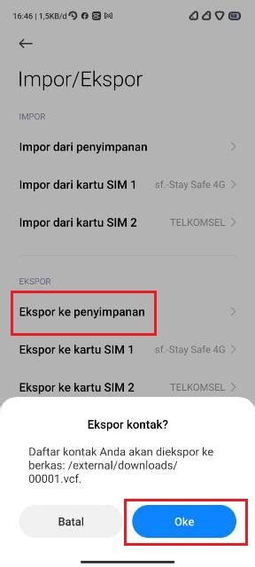 Cara backup kontak Xiaomi