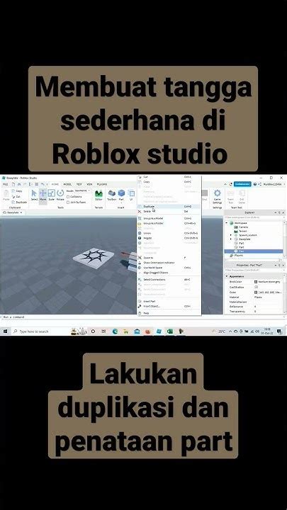 Tampilan antarmuka Roblox Studio untuk membuat script sederhana