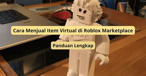 Ilustrasi cara menjual item di Roblox untuk Robux dengan gambar Robux, item avatar, dan toko virtual.