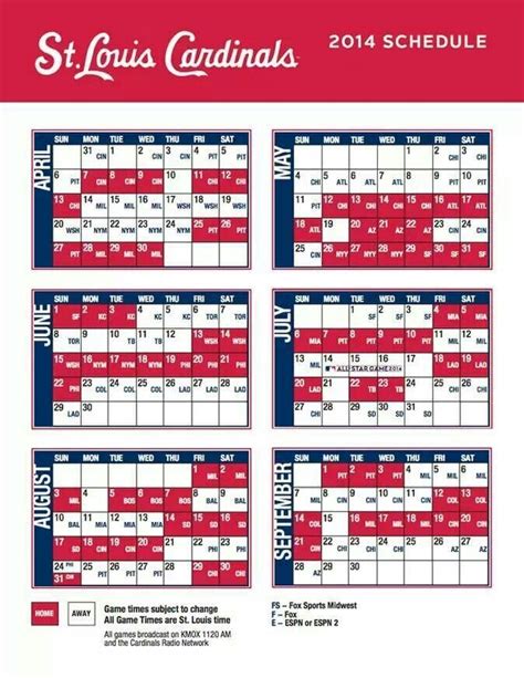 Cardinals Baseball Schedule 2022 Printable