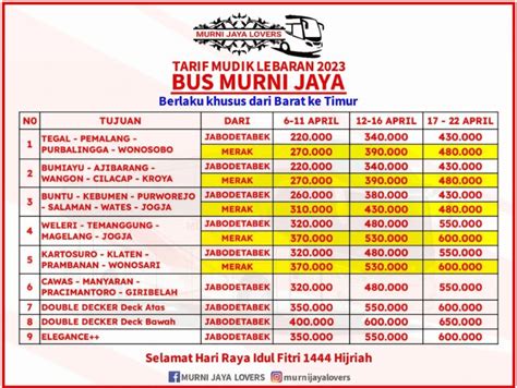Cari Tahu Harga Tiket Bus Murni Jaya