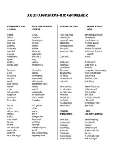 Carmina Burana Traduction