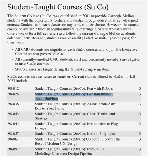 Carnegie Mellon Course Catalog Fall 2018