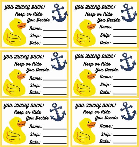 Carnival Cruise Duck Tags Free Printable