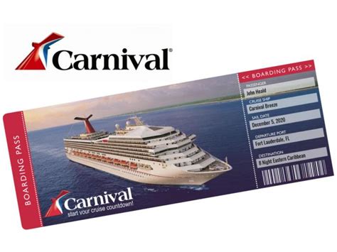 Carnival Cruise Ticket Template Free