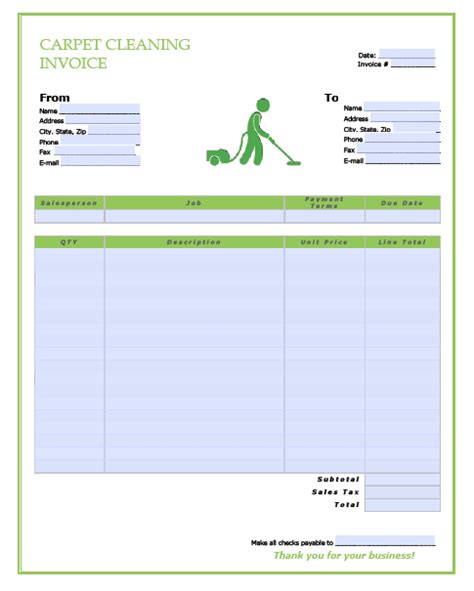 Carpet Cleaning Invoice * Invoice Template Ideas