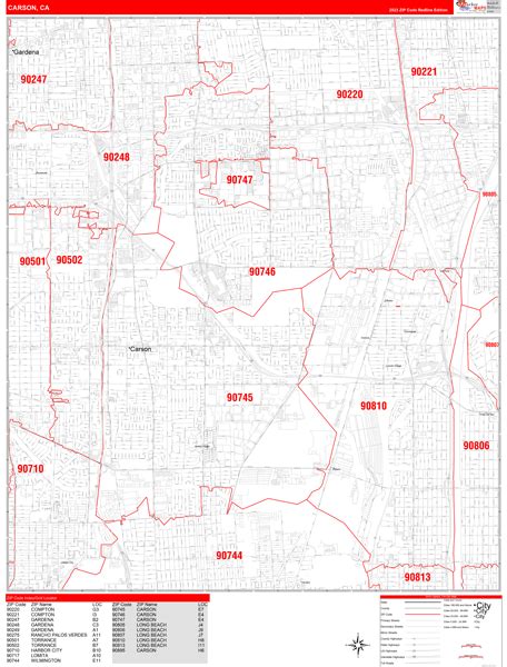 Carson CA Zip Code Map